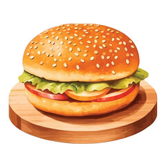 watercolor A hamburger illustration