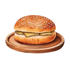 watercolor A hamburger illustration