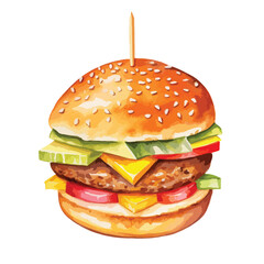 watercolor A hamburger illustration