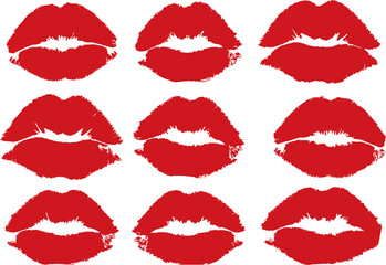 Pink lipstick kiss prints. Seamless pattern lipstick kiss. Fabric print design, cosmetic industry marketing poster or flyer idea. Different shapes female sexy lips.