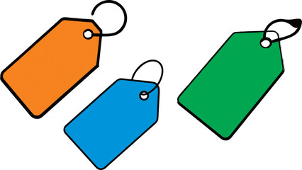 Flat Tag Label Icons for price, quality or size. Blank empty Retail sale labels. Sale sticker, price tag, quality mark.
