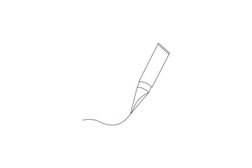 Obraz premium Elegant fountain pen drawing a smooth ink line minimalist sketch illustration