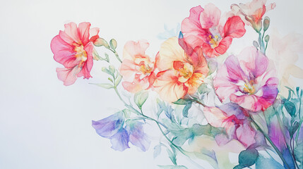 Elegant wedding invitation card background . Minimal hand painted watercolor botanical flowers texture template background. Design for wedding, vip cover, poster, rsvp moderncard.Valentine's Day