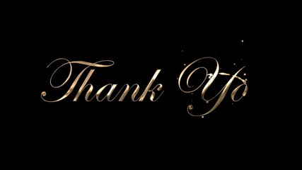 Words thank you in gold lettering suitable for expressing gratitude in designs like greeting cards, social media posts, and thankyou notes.	