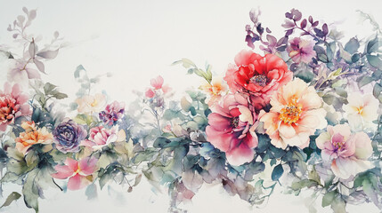 Elegant wedding invitation card background . Minimal hand painted watercolor botanical flowers texture template background. Design for wedding, vip cover, poster, rsvp moderncard.Valentine's Day