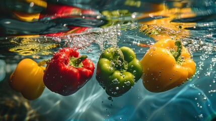 Colorful Bell Peppers Underwater