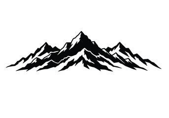 Mountain skyline silhouette. This image shows a vector clipart illustration design of a mountain range with sharp peaks and snow-capped summits. Vector clipart illustration design.