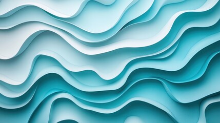 Fototapeta premium Abstract 3D layered waves in blue tones with soft shadows