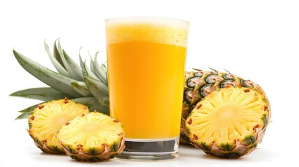 Freshly squeezed pineapple juice with pineapple chunks.