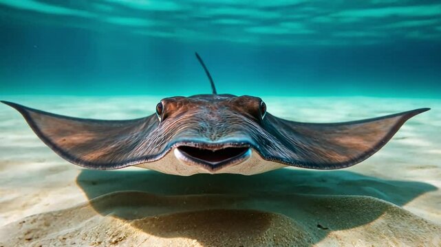 Majestic Stingray Underwater Encounter: A Close-Up View of a Southern Stingray in its Natural Habitat