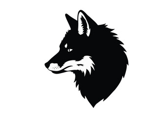 Naklejka premium Fox head silhouette. This image shows a detailed vector clipart illustration of a fox head, also referred to as a fox profile or wild animal symbol. Vector clipart illustration design.