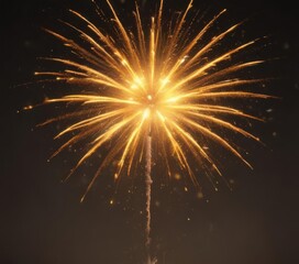 Obraz premium Golden fireworks burst, vibrant yellow hues, fiery embers , display, sparkle, burst