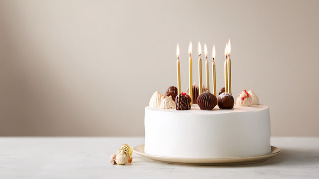 birthday cake with candles, wedding gift, wedding birthday, valentine's day cake, white birthday cake, fancy, gold, candles, luxury, chocolate, sugar and candies, candles, sweet dessert