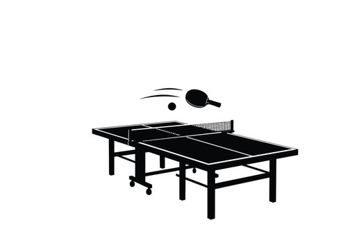 black ping pong table and ball clip art preview