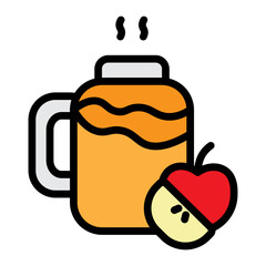 Hot Apple Cider Vector Filled Icon Design