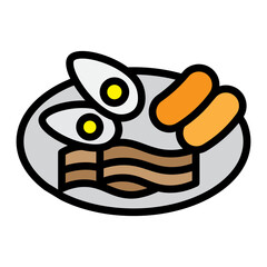 Breakfast Platter Vector Filled Icon Design