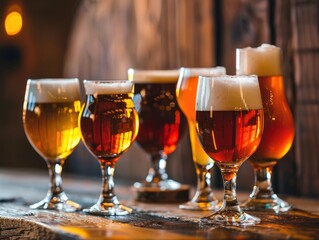 Assortment of Beers in a Rustic Setting