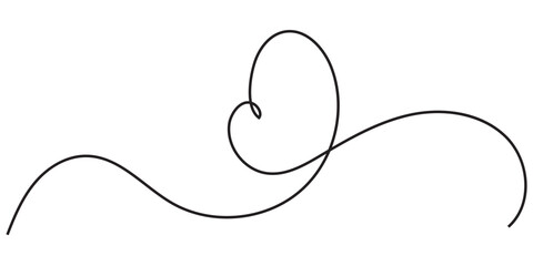 One continuous drawing of two hearts with red color love sign. Variety beautiful love sign icon. Thin flourish ribbon and romantic symbol in simple linear style. Doodle contour vector illustration.