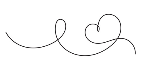 One continuous drawing of two hearts with red color love sign. Variety beautiful love sign icon. Thin flourish ribbon and romantic symbol in simple linear style. Doodle contour vector illustration.
