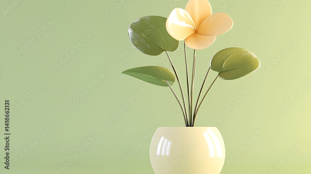 Poster stylish minimalist flower arrangement in a modern vase showcased on a soft green background : genera