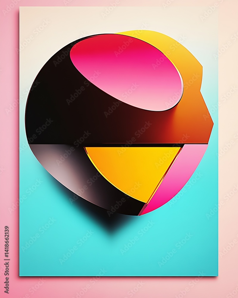 Poster colorful geometric shape art piece with abstract design and modern aesthetics : generative ai