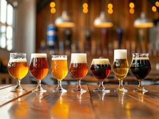 Assortment of Beers on a Wooden Table