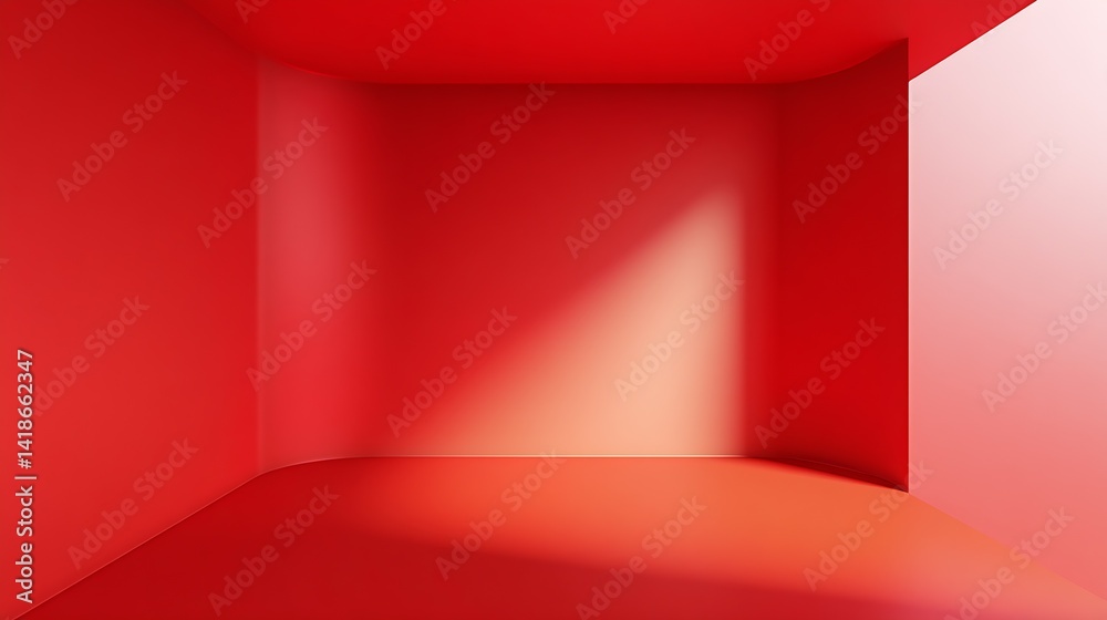Poster vibrant and modern red interior space with soft lighting perfect for artistic displays and photograp