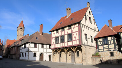 Obraz premium Reconstructed medieval buildings