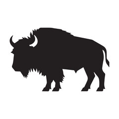 Bison Silhouette Vector art Bundle Set of American Bison black Silhouettes  White Background.