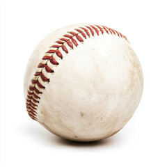 Classic white baseball with red stitches on white background