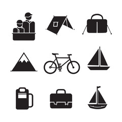 Elegant outdoor and adventure icons for modern graphic inspirations White Background.