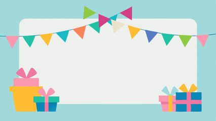 Fototapeta premium birthday photo frame background with colorful bunting happy birthday