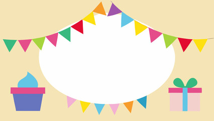 birthday photo frame background with colorful bunting festive decor