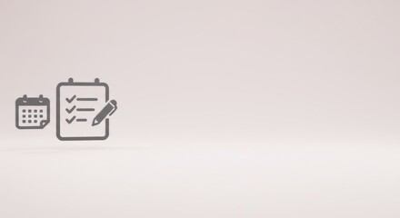 Planning and Scheduling Icon Design: Checklist, Calendar, and Pen for Effective Time Management and Organization