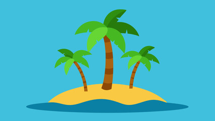 Fototapeta premium Cartoon Island with Coconut Trees Scene