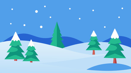 Naklejka premium Christmas Day Winter Landscape with Snow and Pine Trees