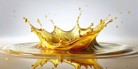 Obraz premium Aerial View Cosmetic Oil Splash White Background - Beauty Product Photography