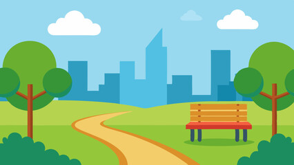 Fototapeta premium City Park Surrounded by Buildings with Trees and Pathways