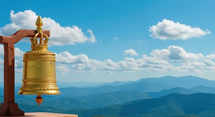 Golden Bell on Mountaintop: Serenity and Tranquility in a Breathtaking Landscape