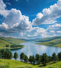 summer landscape with lake