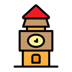 Clock Tower Vector Filled Icon Design