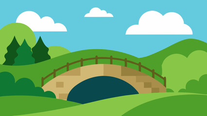 Stone Bridge in Countryside Landscape Background