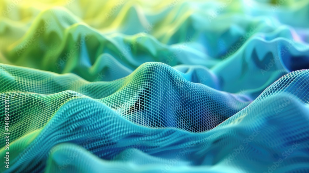 Poster abstract wavy layers in shades of blue and green. modern fluid background design. background image o