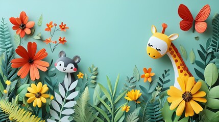 Obraz premium Paper Art of Gi and Jungle Scene