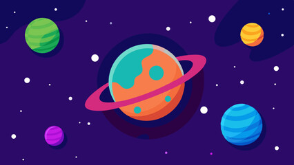 Naklejka premium Cute Galaxy with Planets in Space Themed Background