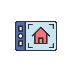 Blueprint app colored icons, minimalist vector illustration ,simple transparent graphic element .Isolated on white background