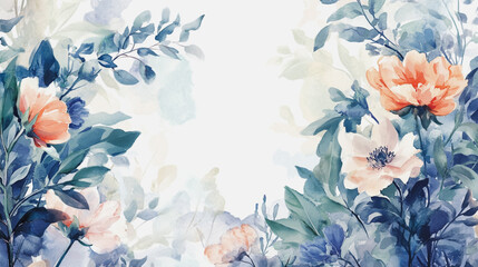 Elegant wedding invitation card background . Minimal hand painted watercolor botanical flowers texture template background. Design for wedding, vip cover, poster, rsvp moderncard.Valentine's Day