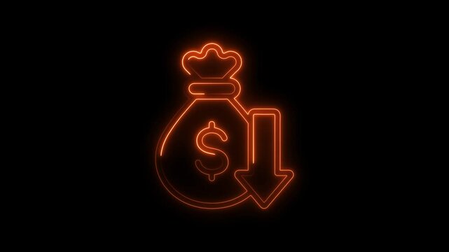 Glowing neon lowest price icon 4k  isolated on black background. HD Video motion graphic animation
