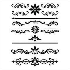 Silhouette Border Ornament Vector Collection.