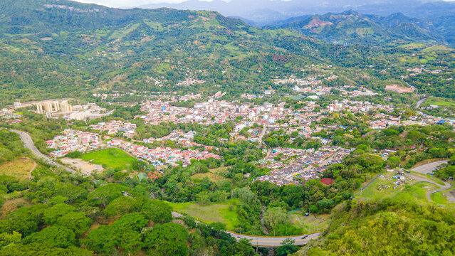 Aerial View of Villeta, Cundinamarca: Scenic Landscape and Urban Architecture in Colombia